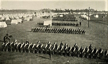 160th indiana Volunteer Infantry mustering in at Camp Mount