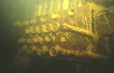 Panel of gauges, Engine Room, wreck of U.S.S. New York