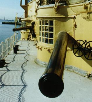 5 inch gun on Olympia as seen from the deck