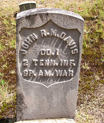 Grave of John R. M. Davis, 2nd Tennessee Volunteer Infantry, 1898