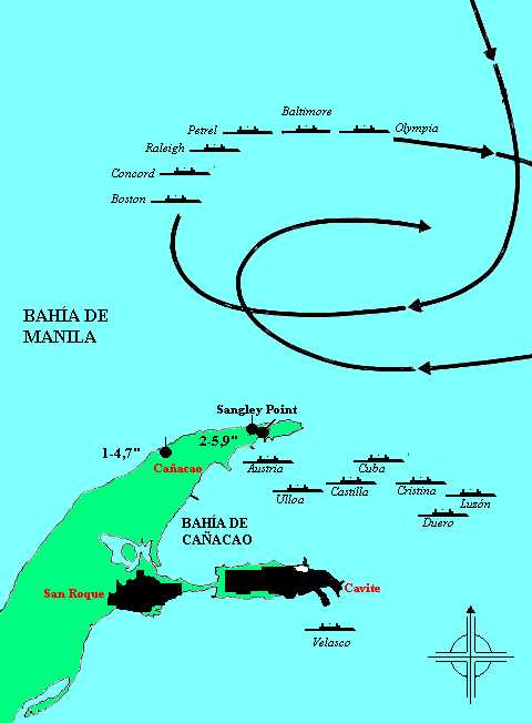 Map of the Battle of Manila Bay