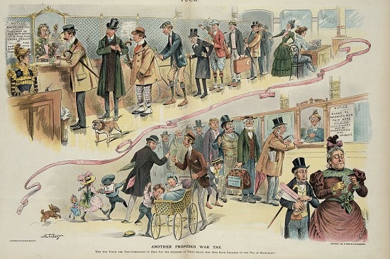 A Cartoon suggesting a tax to support those engaged in Matrimony