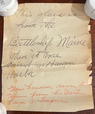 Document on glass from the Battleship MAINE