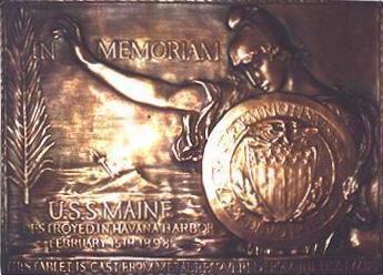 Plaque made from metal fom the Battleship Maine