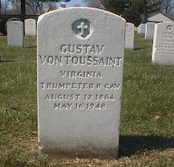 Grave of Gustav Von Toussaint, 8th U.S. Cavalry, in Virginia