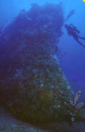The bow of the wreck of the Cristobal Colon, Cuba