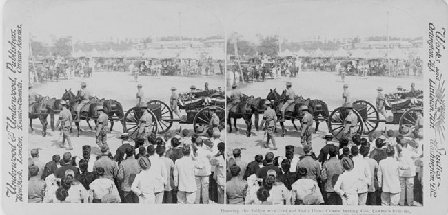 The funeral cortege of General Lawton, Philippines