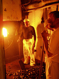 Shoveling coal in the Boiler Room