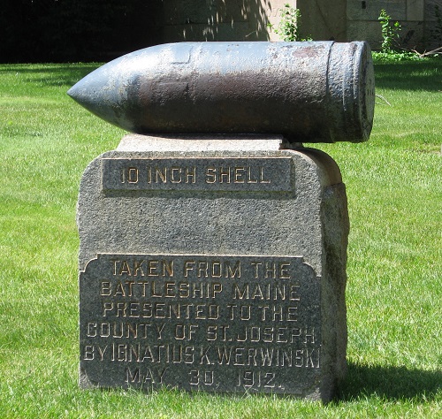 Ten Inch Shell from USS Maine at South Bend Indiana Court House