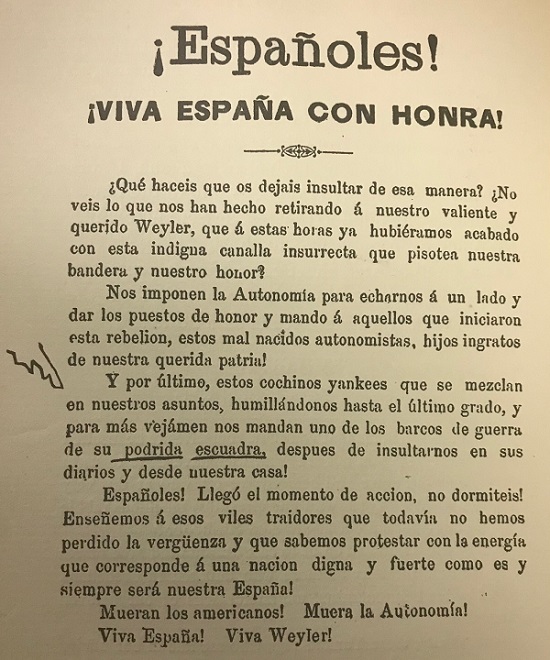 Pro-Weyler Flyer, 1898