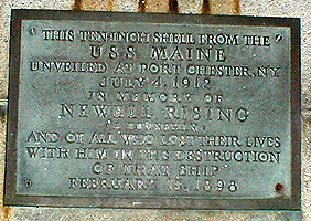 Plaque from Battleship Maine, Port Chester, NY