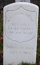 Grave of William Dene, 24th U.S. Infantry, in Maryland