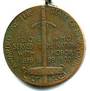 Back - New York Volunteer Medal