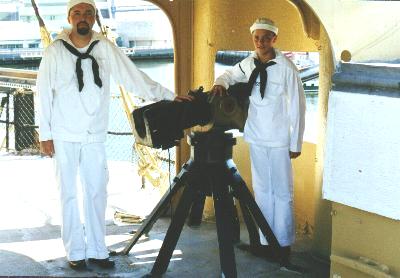 6 pounder cannon below the signal bridge aboard the Cruiser Olympia