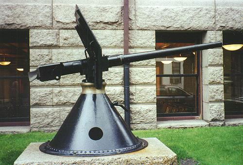 Side View of 57 mm gun from Spanish Cruiser Vizcaya in Lowell, MA