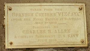 Plaque from gun from Spanish Cruiser Vizcaya, Lowell, MA